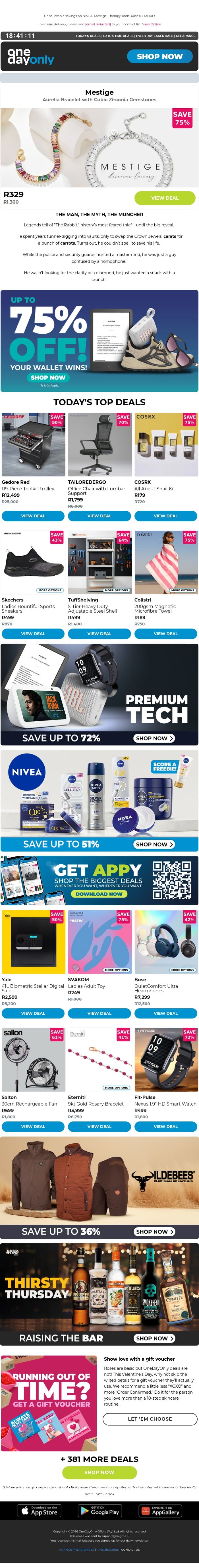 Up to 75% OFF: Throwback prices 😎 email from Odo screenshot