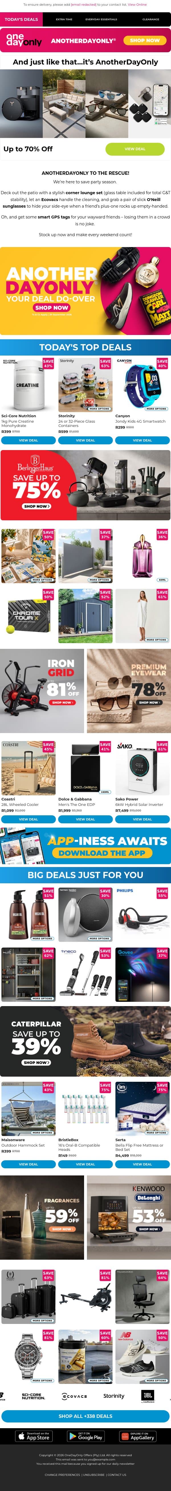 Attention: Up to 81% OFF for AnotherDayOnly! 🫡 email from Odo screenshot