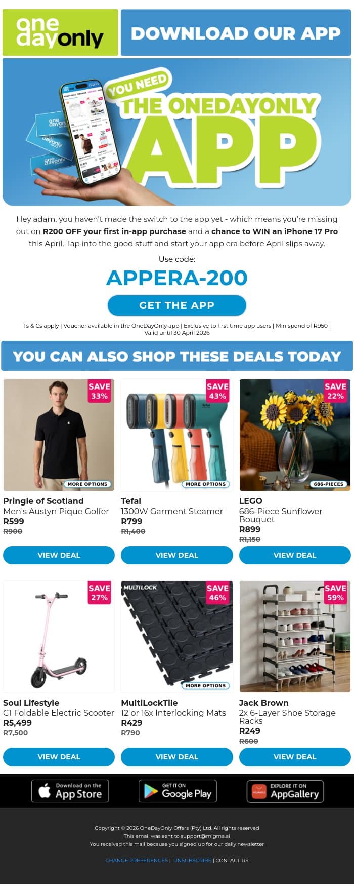 The app’s the best way to shop 📲 email from Odo screenshot