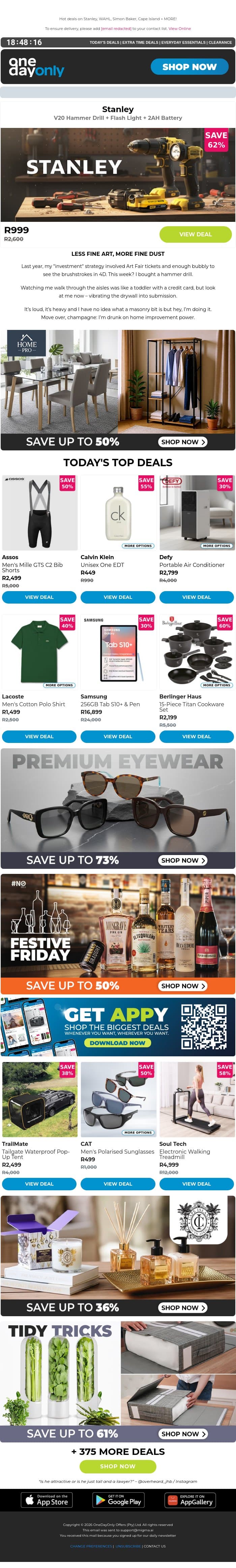 Up to 75% OFF: Big deals, big vaabs 🕺🏽 email from Odo screenshot