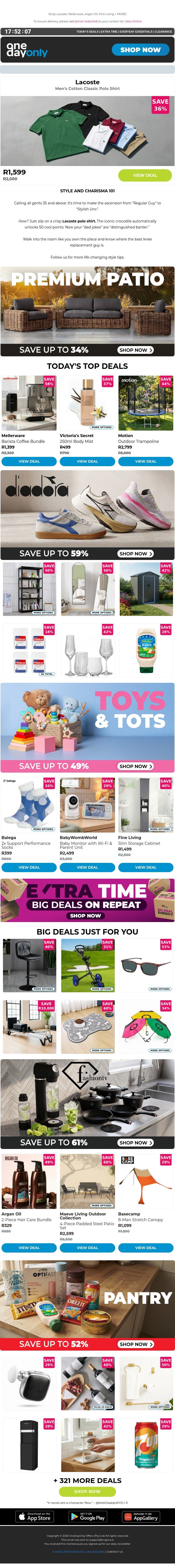Up to 86% OFF: Major swag + savings! 😎 email from Odo screenshot