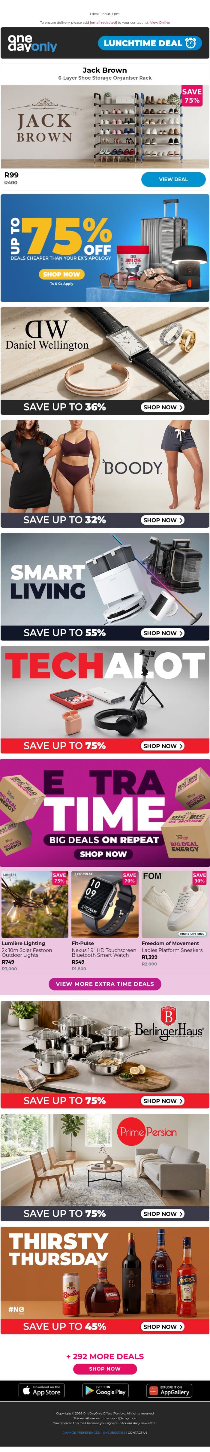 Shoe! 75% OFF?! 👟 email from Odo screenshot