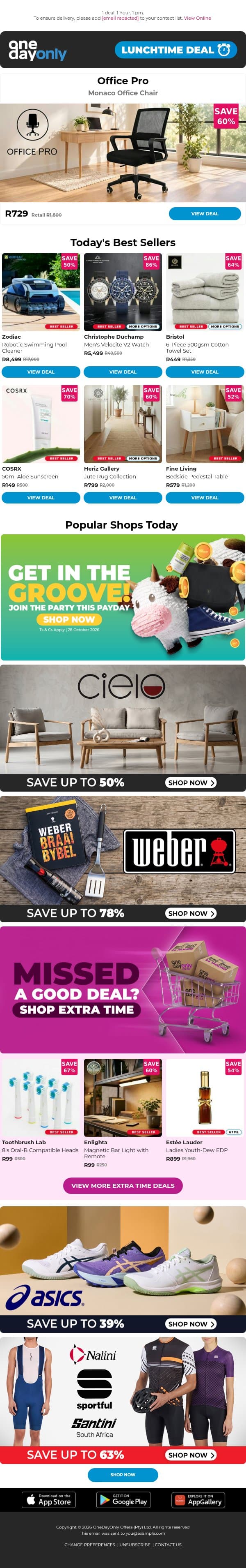 60% OFF? Are you sitting down? 🪑 email from Odo screenshot