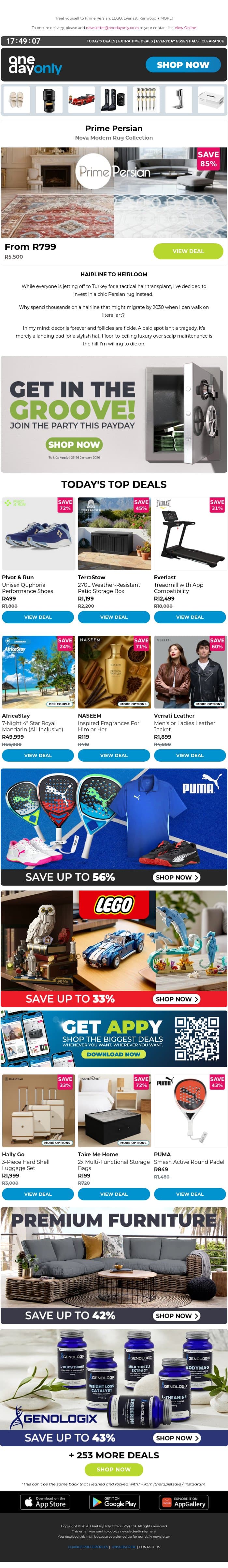 Here’s a party starter: up to 85% OFF 🎉 email from Odo screenshot