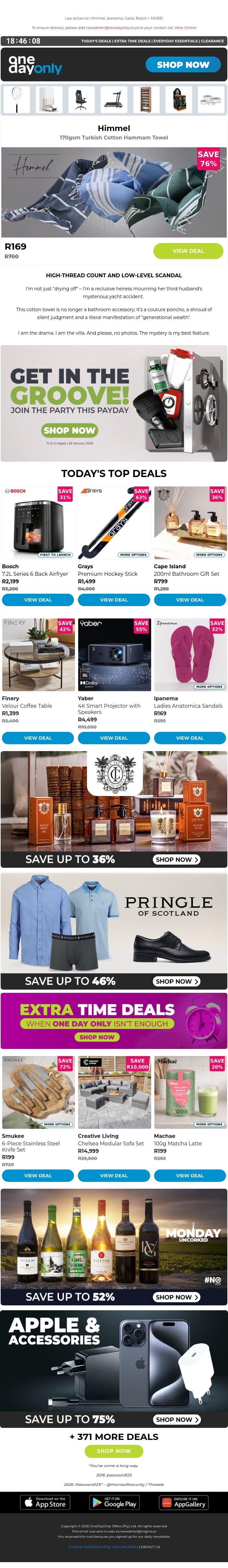Up to 82% OFF for Mon-yay! 🎉 email from Odo screenshot