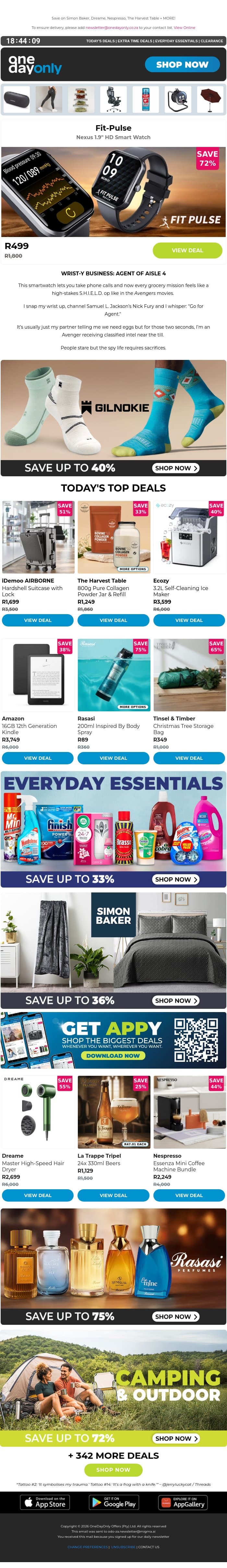Up to 75% OFF gets the party started 🥳 email from Odo screenshot
