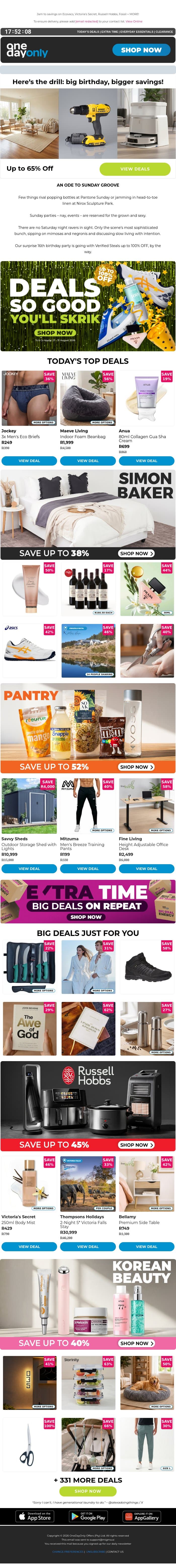 Up to 100% OFF? Take it to the floor! 🪩 email from Odo screenshot