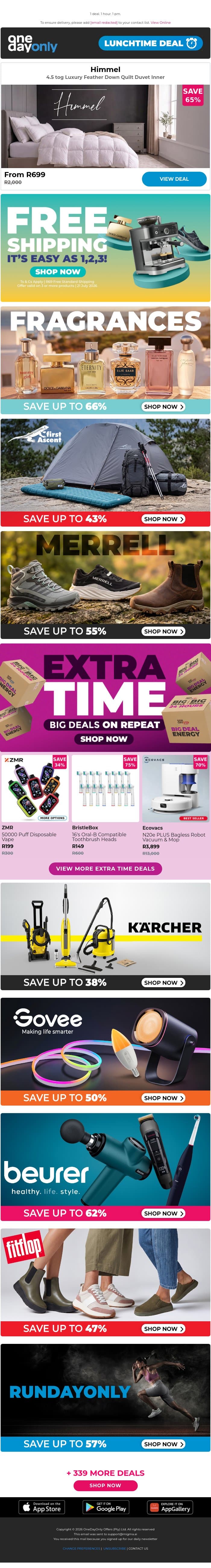 65% OFF? Sweet dreams! 😴 email from Odo screenshot