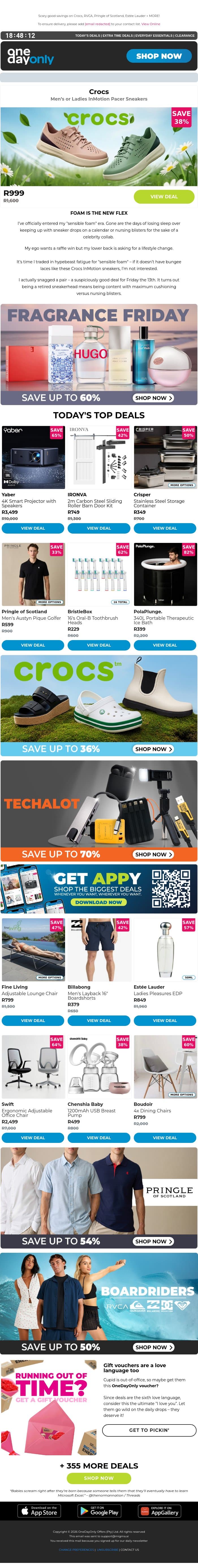 Up to 82% OFF our suspiciously good deals 🌚 email from Odo screenshot