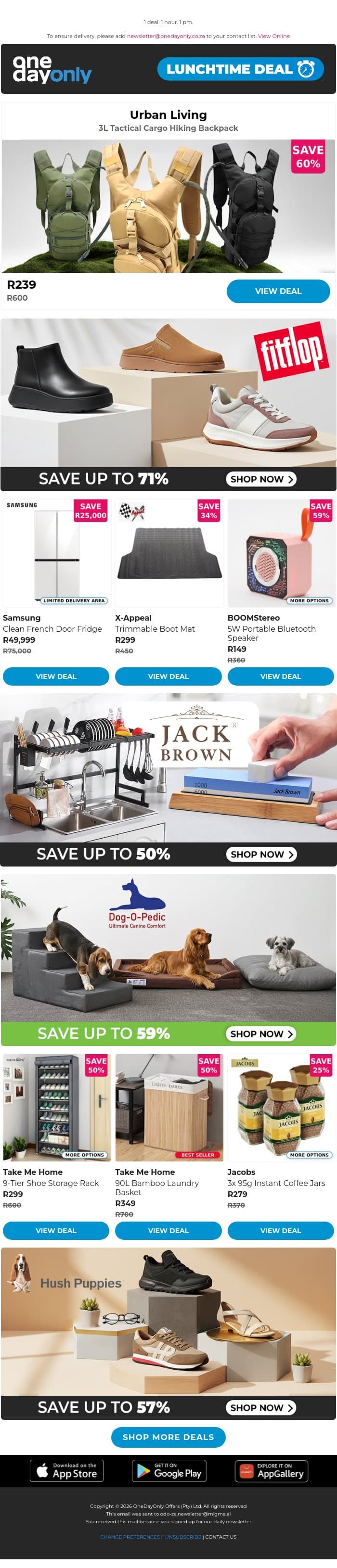 60% OFF? Take a hike! 🏞️ email from Odo screenshot