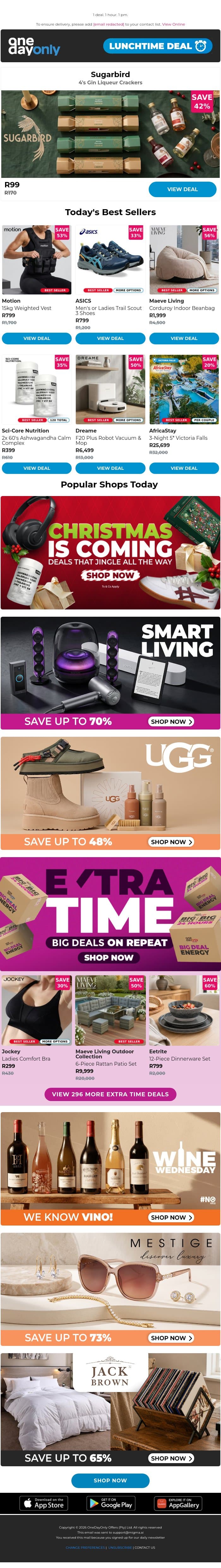 R99? Cheers to that 🌲🍸 email from Odo screenshot