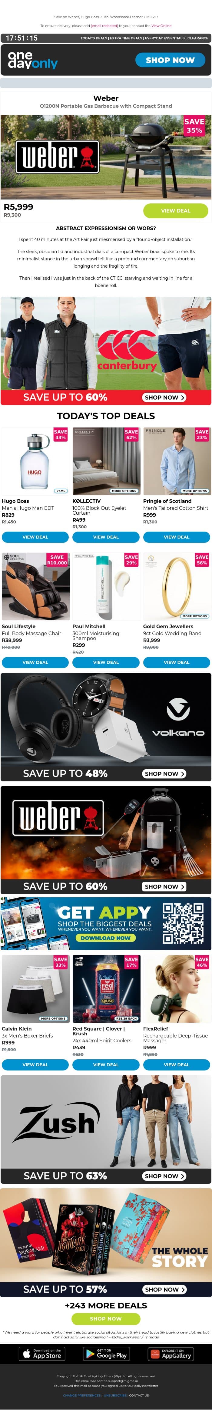 Up to 75% OFF: It’s on and poppin’ 🍾 email from Odo screenshot