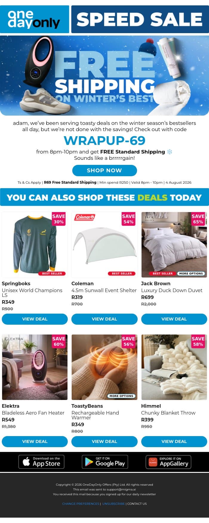 FREE Shipping coming in hot 🔥 email from Odo screenshot