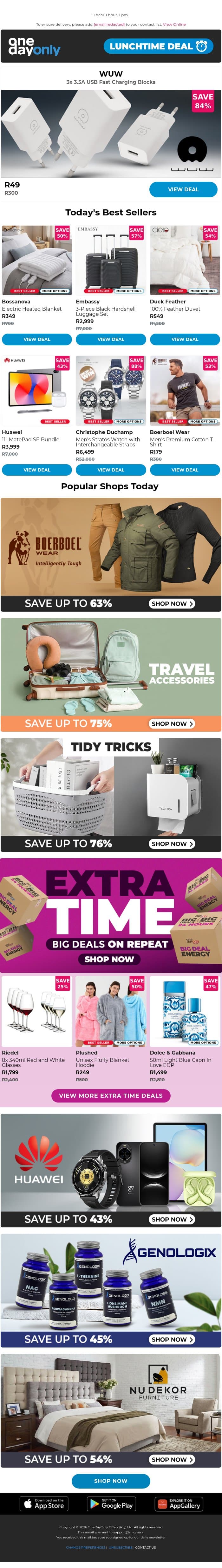 Watt a deal: 3 for R49 ⚡ email from Odo screenshot