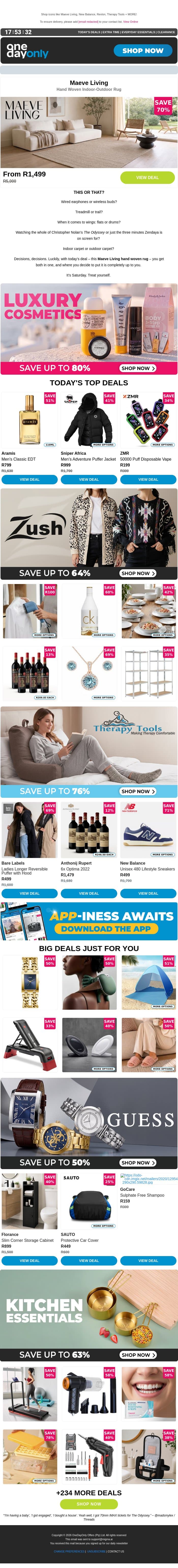Up to 90% OFF? Oh, it’s going down! 📉 email from Odo screenshot