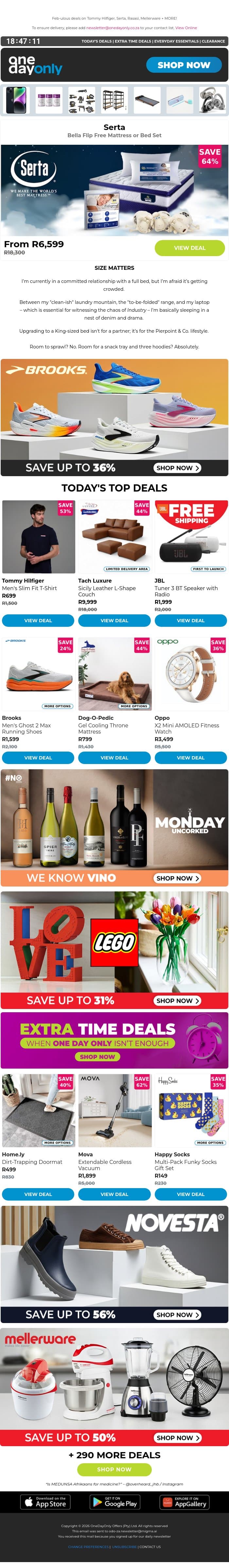 Up to 75% OFF for your Monday blues 😃 email from Odo screenshot