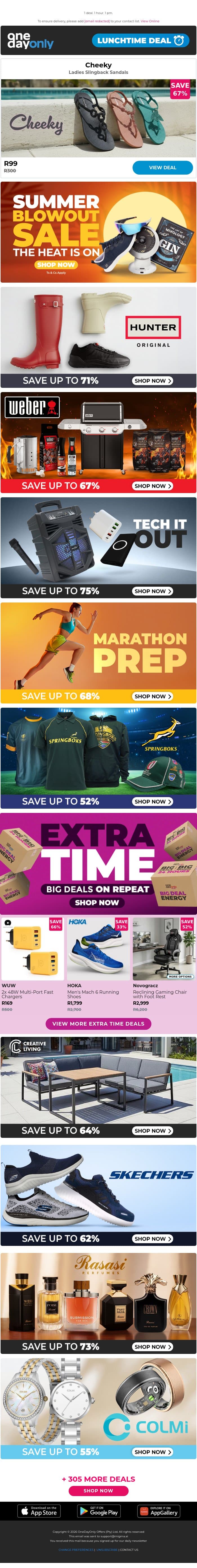 R99: Sling into savings! 👡 email from Odo screenshot