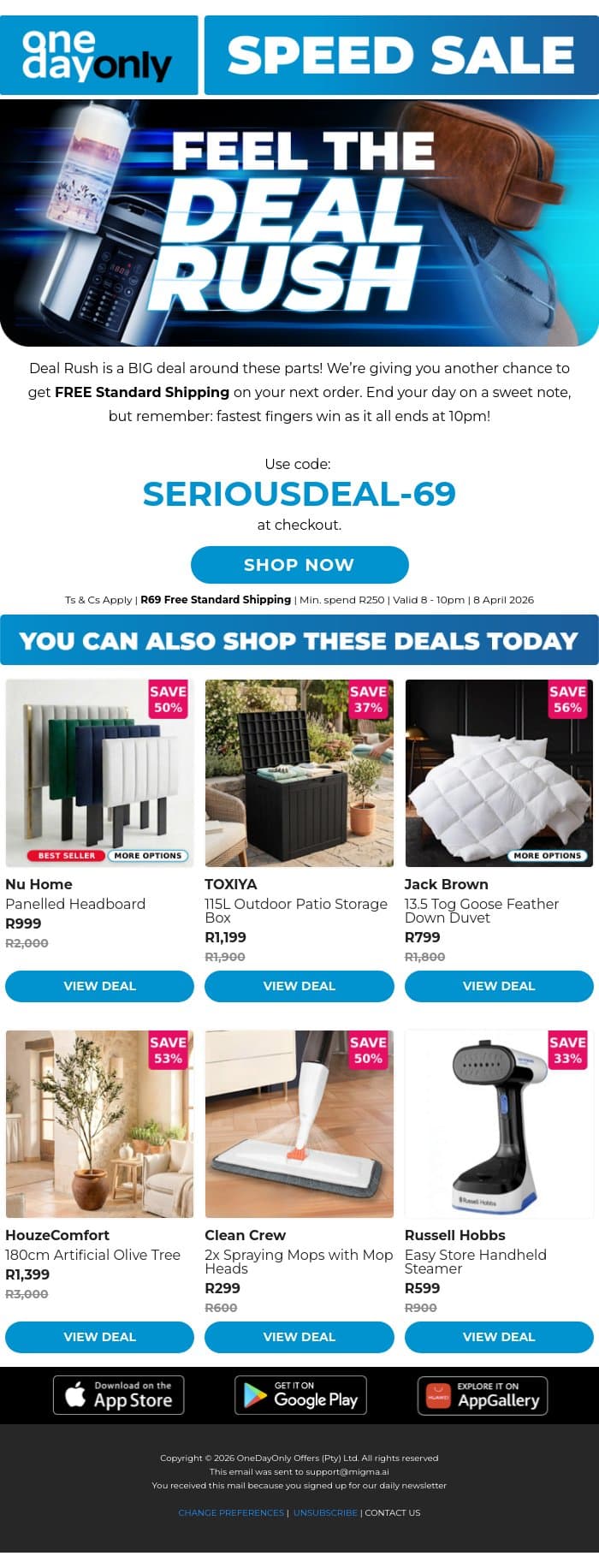 FREE shipping is serious business 🤨 email from Odo screenshot