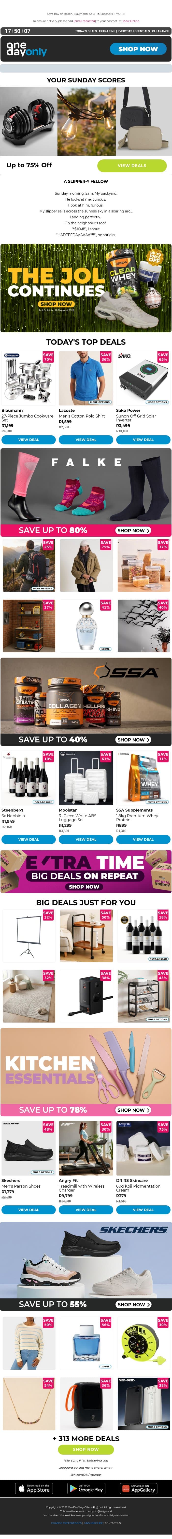 Up to 100% OFF? Wakey wakey 🥓🍳 email from Odo screenshot