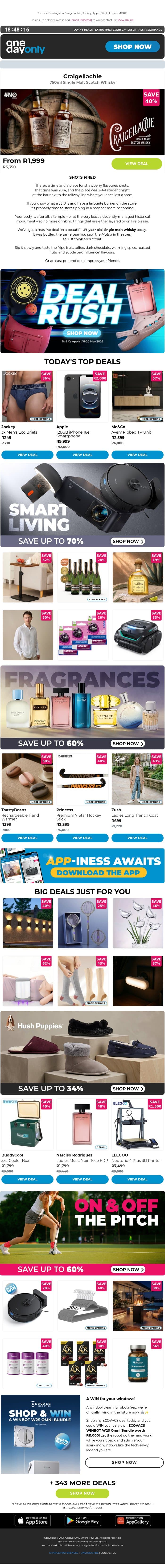 75% OFF? Cheers to that 🥃 email from Odo screenshot
