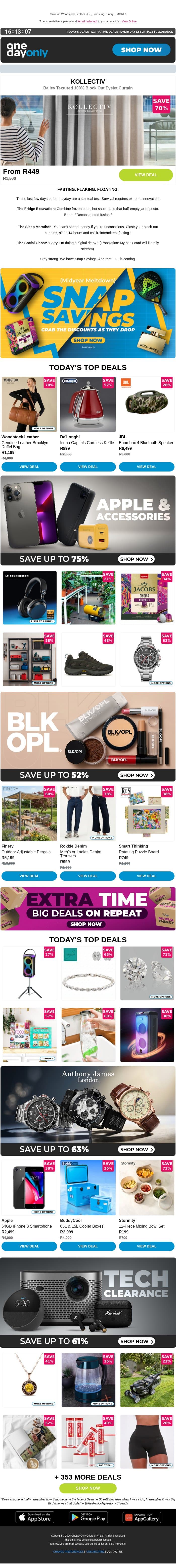 Up to 76% OFF 🤝 Snap Savings email from Odo screenshot