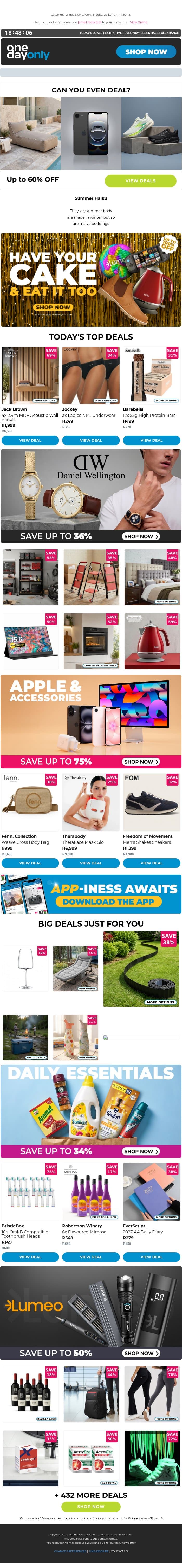 Up to 100% OFF? Grab your slice of savings! 🎂 email from Odo screenshot
