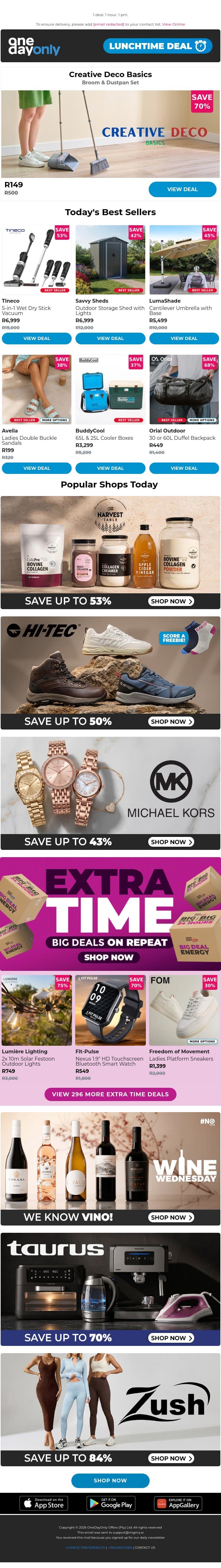 70% OFF? That’s a clean sweep! 🧹 email from Odo screenshot