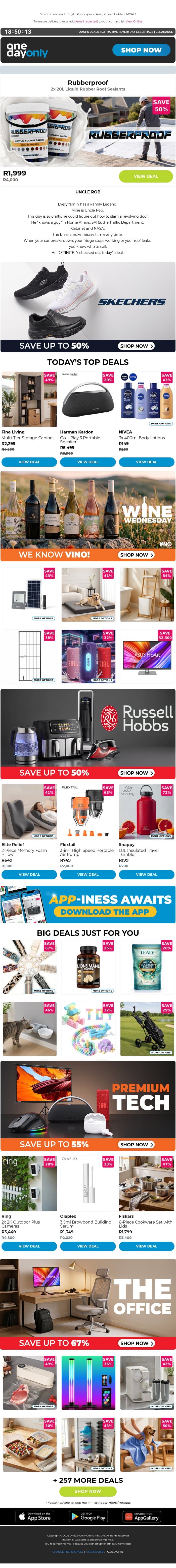 Up to 80% OFF? Hit the roof 🤯 email from Odo screenshot