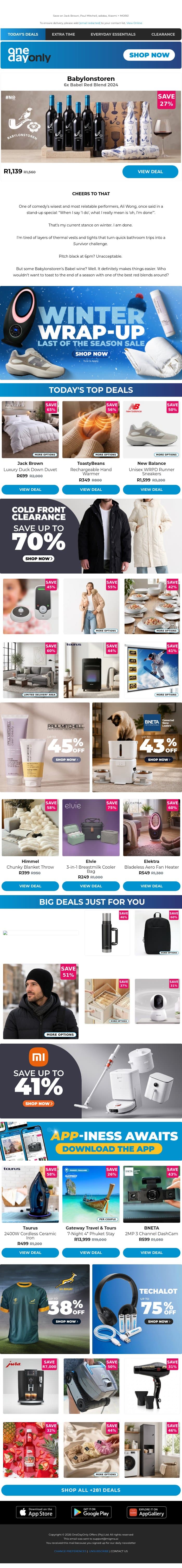 Up to 86% OFF to wrap up winter ❄️ email from Odo screenshot