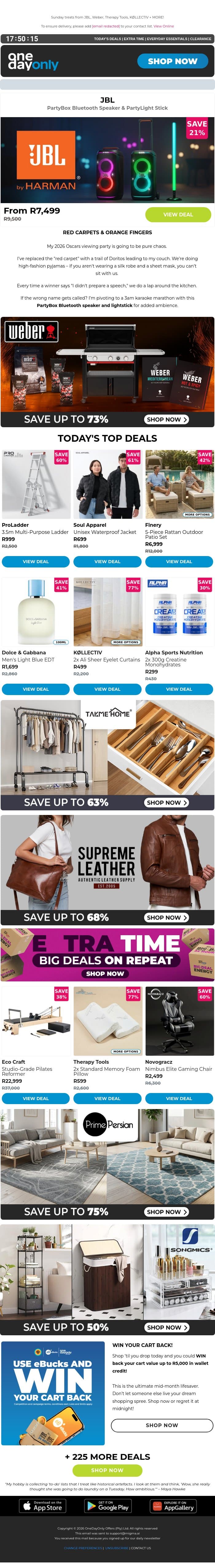 Up to 77% OFF award-winning deals 🏆 email from Odo screenshot