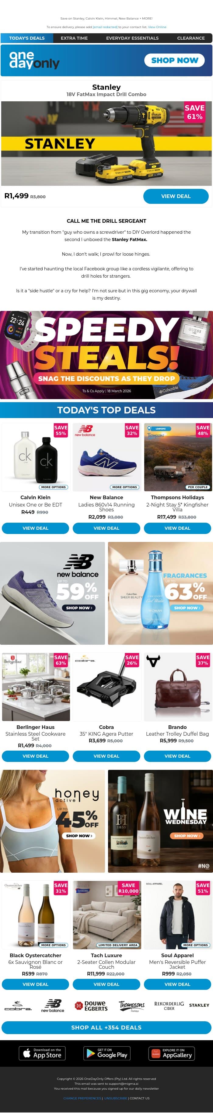 Speedy Steals is going out with a bang 💥 email from Odo screenshot