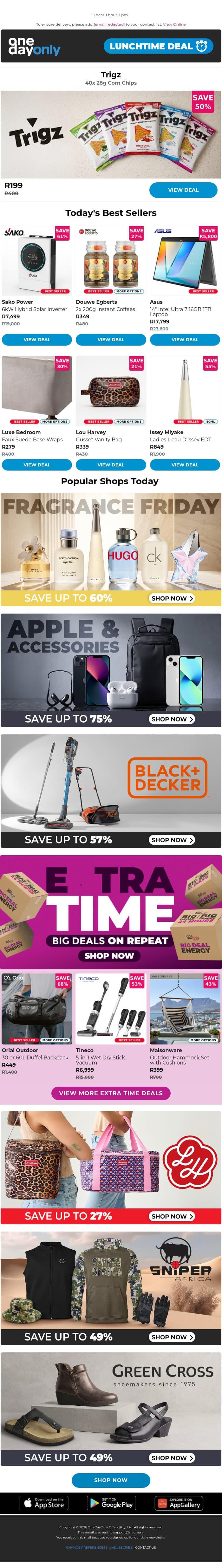 R199? This deal is popping off! 🌽 email from Odo screenshot