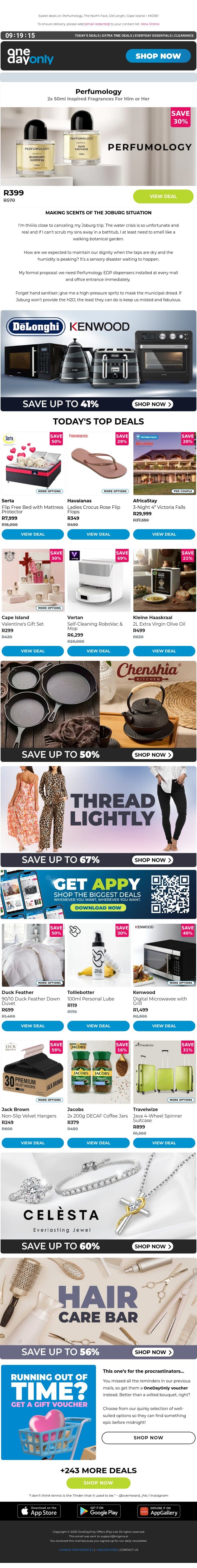 Up to 75% OFF for Valentine’s Day 💐 email from Odo screenshot