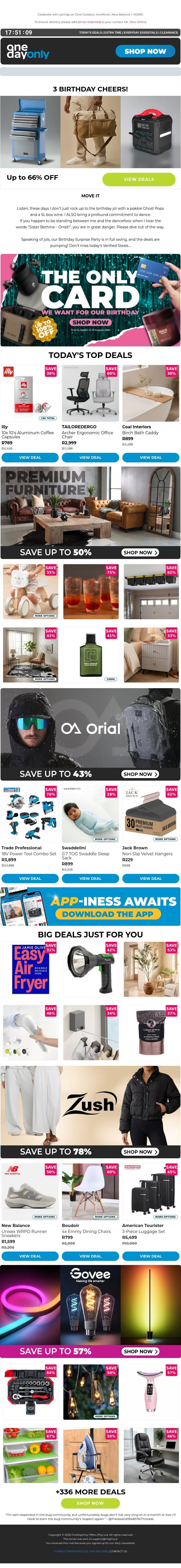 Up to 100% OFF? Surprise! 🥳 email from Odo screenshot