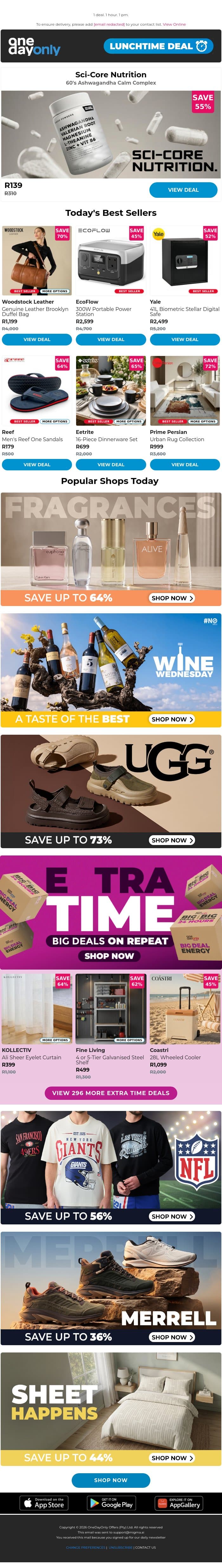 R139? Don’t sleep on this saving! 😴 email from Odo screenshot
