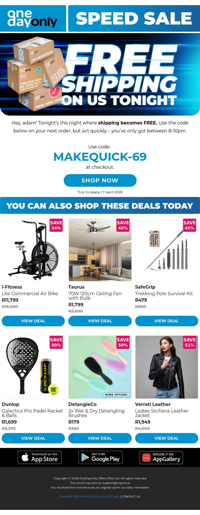 Zoom by for FREE shipping 🏎️ email from Odo screenshot
