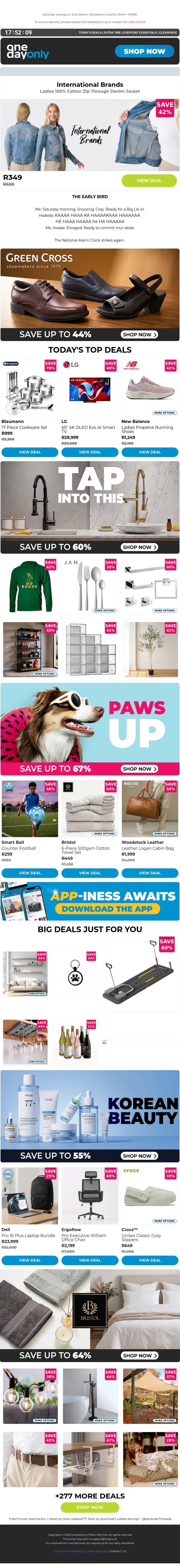 Up to 78% OFF? Try those savings on for size! 🧥 email from Odo screenshot