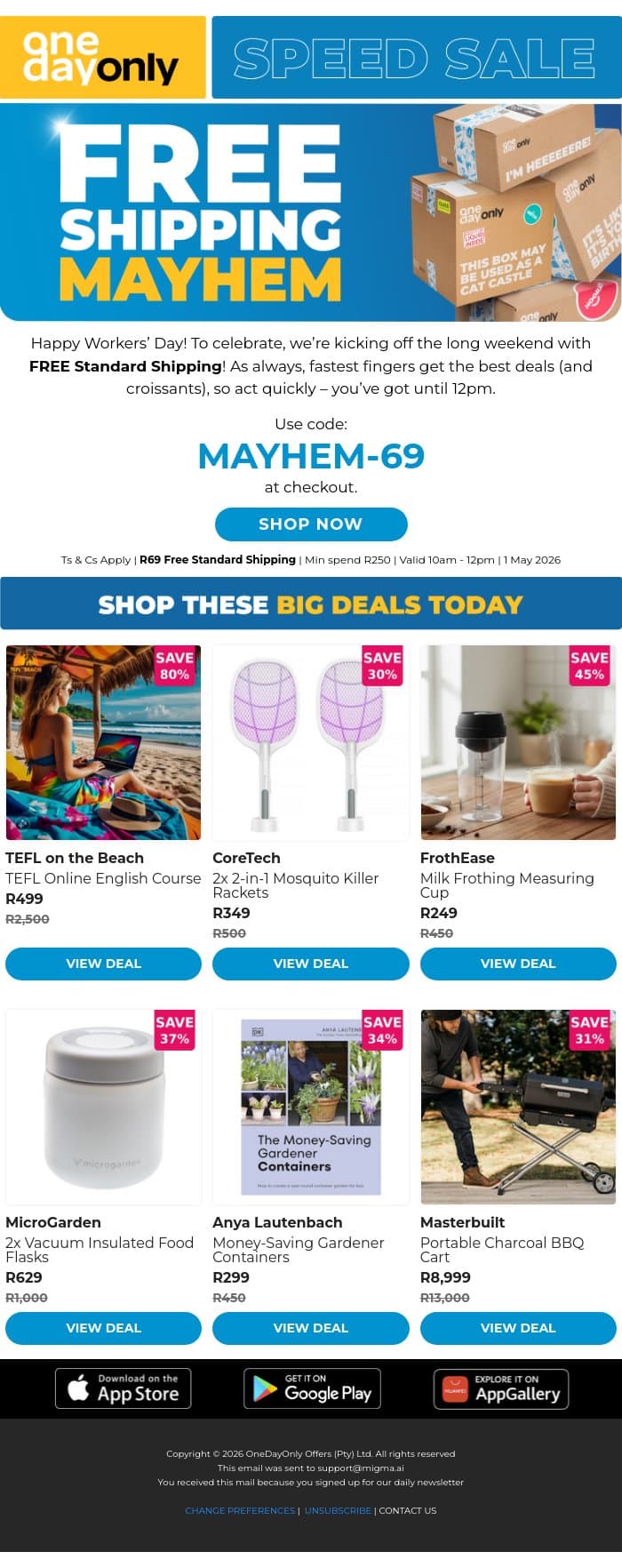 You worked for it: Here’s FREE Shipping 🥺 email from Odo screenshot