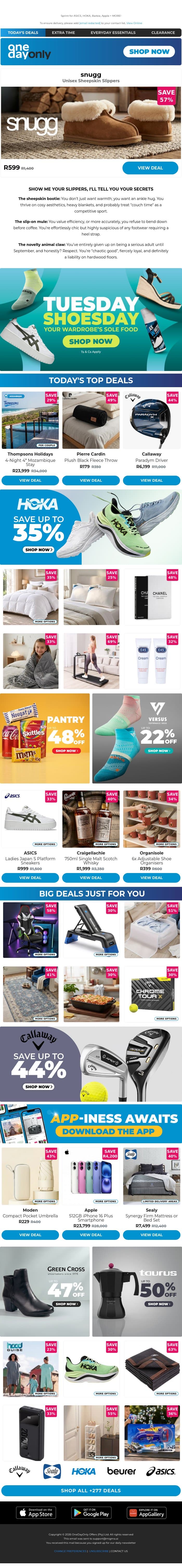 Sjoe! Up to 80% OFF for Tuesday Shoesday 😮‍💨 email from Odo screenshot