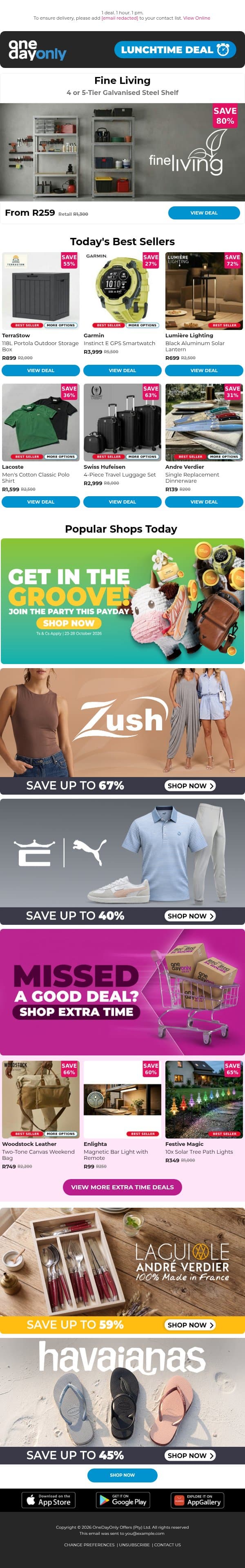 80% OFF? Treat yourshelf! 🤭 email from Odo screenshot