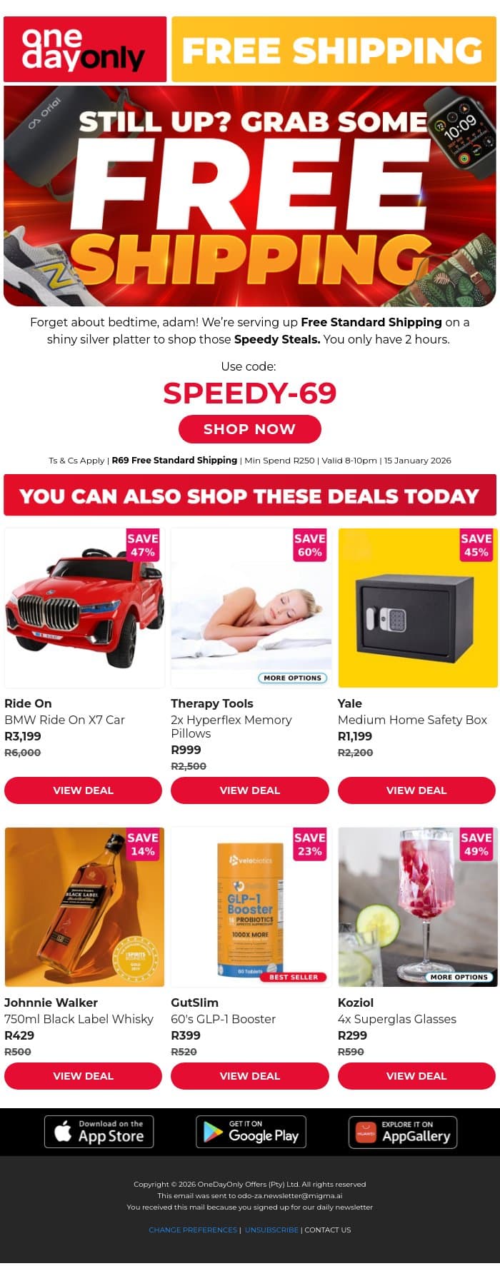 Last chance for FREE shipping 🥳 email from Odo screenshot