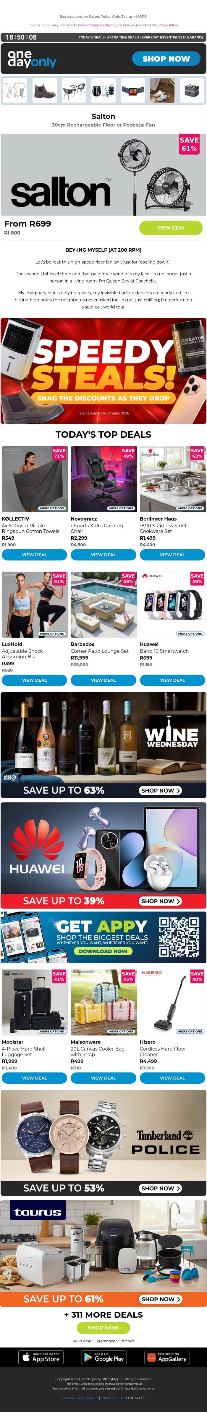 Up to 86% OFF for Speedy Steals 🫨 email from Odo screenshot