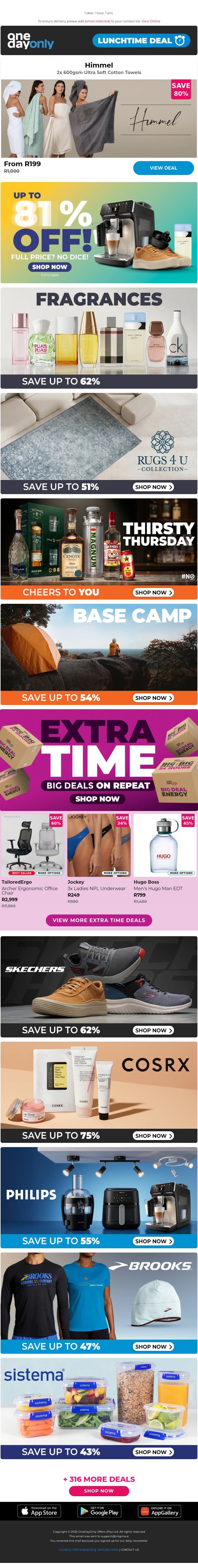 80% OFF? That’s towel-tally awesome! 🧖 email from Odo screenshot