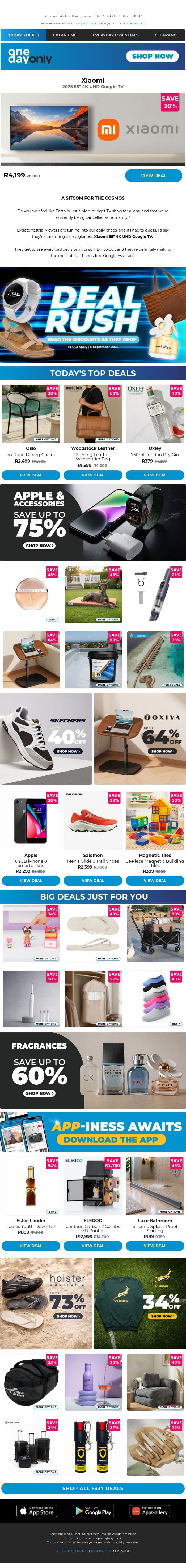 Up to 78% OFF: HD savings for Deal Rush 🤩 email from Odo screenshot