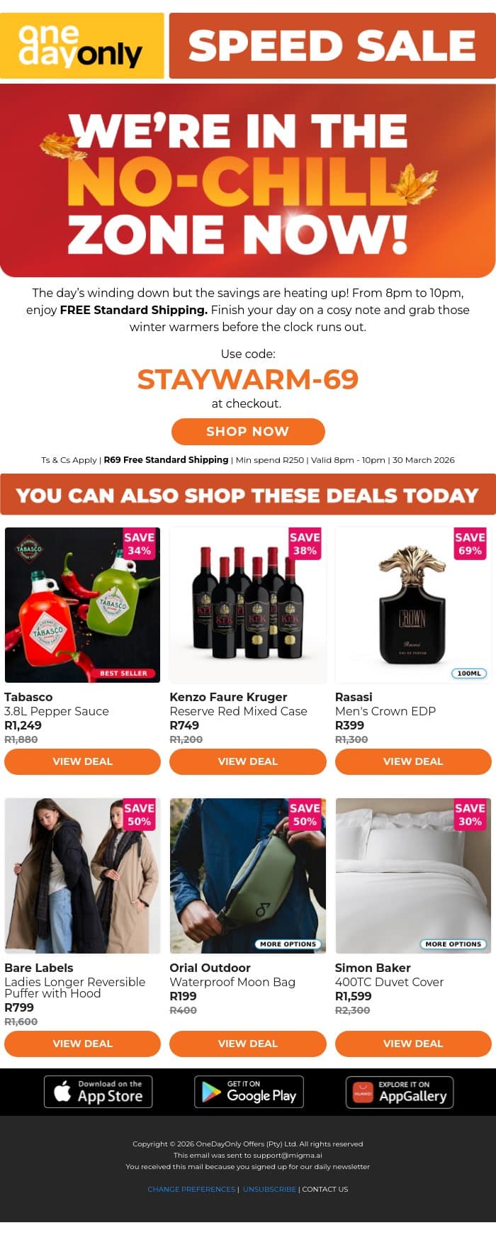 Night owl special: FREE Shipping! 🌙 email from Odo screenshot