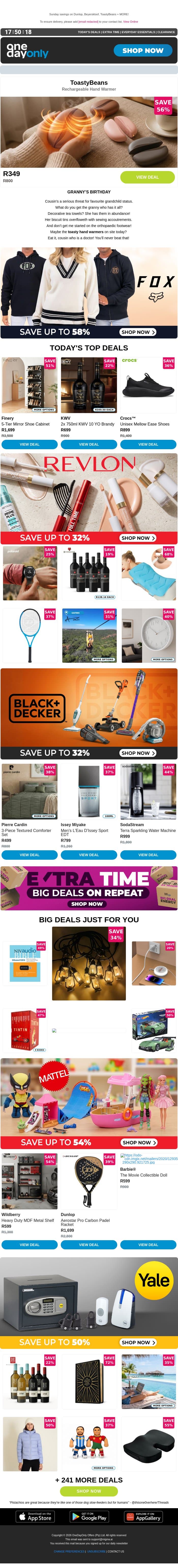 Up to 79% OFF? Un-bean-lievable! 🫘 email from Odo screenshot