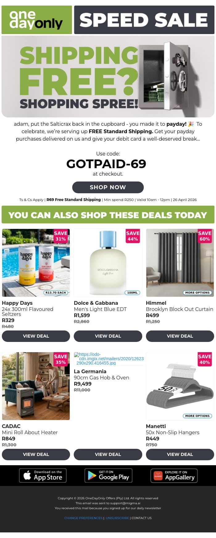 FREE Shipping? Let’s jol!! 🕺 email from Odo screenshot