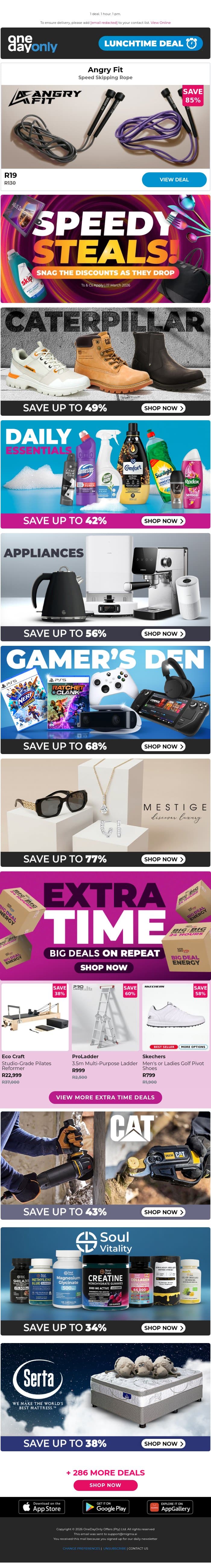 For R19, skip the high prices 🦘 email from Odo screenshot