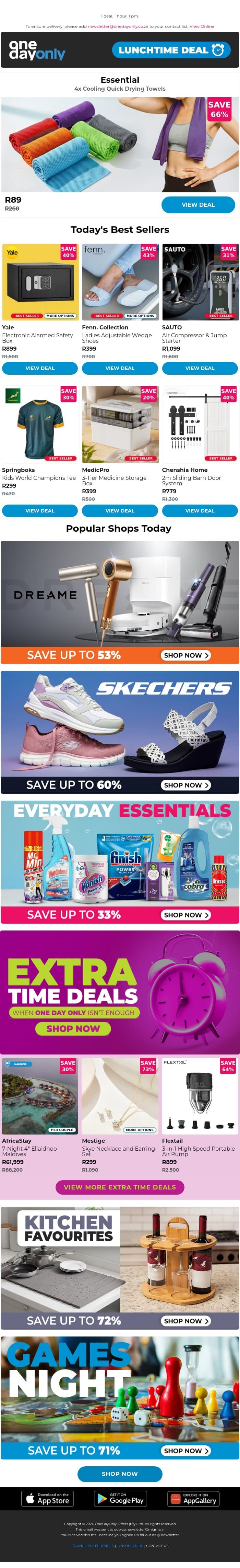 Don’t sweat it – shop for R89! 💦 email from Odo screenshot