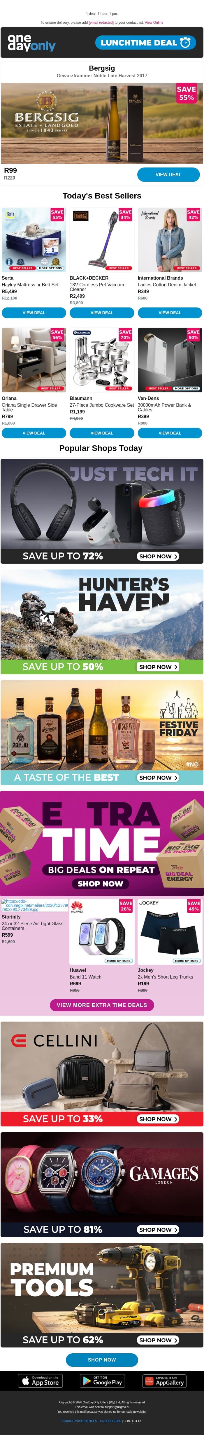 R99? Cheers to that! 🥂 email from Odo screenshot